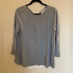 LOFT Heather Gray Long Sleeve Top